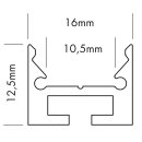 16 x 12,5 mm Alu LED-Profil S-Line 24 2m silber