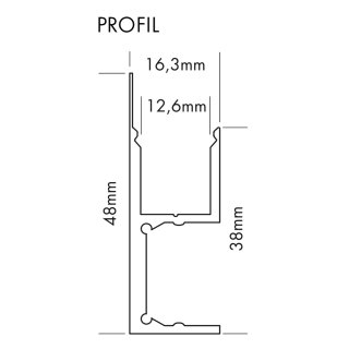 Alu LED-Profil S-Line Wall Square silber 2m
