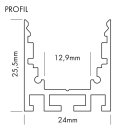 24 x 25,5mm Alu LED-Profil M-Line 24 2m silber
