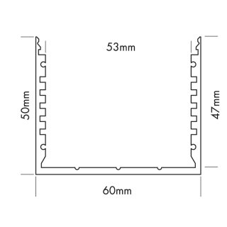 Muster 60 x 50mm Alu LED-Profil L-Line silber
