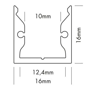Muster 16 x 16mm Alu LED-Profil S-Line silber