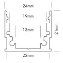 Muster 24 x 21mm Alu LED-Profil M-Line silber