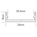 24 x  8mm Alu LED-Profil M-Line 2m weiß