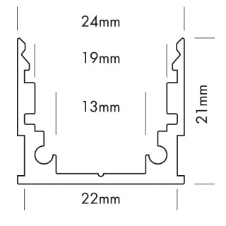 24 x 21mm Alu LED-Profil M-Line 2m schwarz