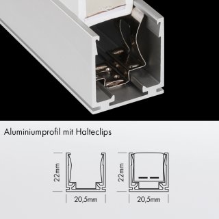 2m Aluminiumprofil SIDE VIEW mit Halteclips