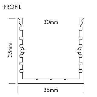 35 x 35mm Alu LED-Profil Q-Line 2m schwarz