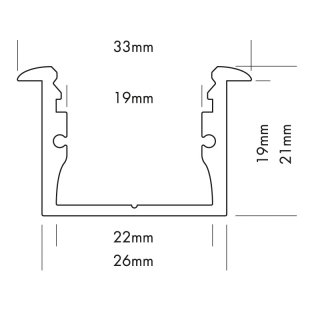 33 x 21mm Alu LED-Profil M-Line REC 2m schwarz