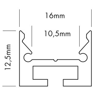 16 x 12,5 mm Alu LED-Profil S-Line 24 2m