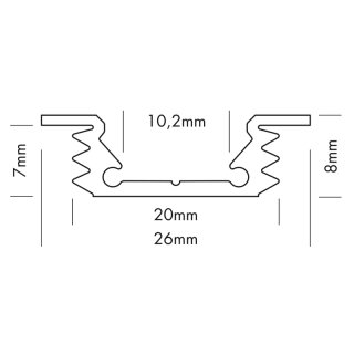 8 x 26mm Alu LED-Profil REC S-Line flat 2m