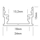 24 x 15mm Alu LED-Profil  M-Line 2m