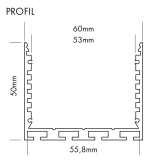 60 x 50mm LED-Profil L-Line standard 24 2m