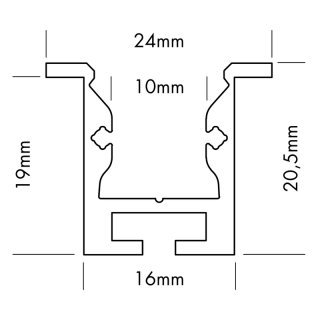 24 x 20,5mm Alu LED-Profil S-Line REC 24 ST silber 2m