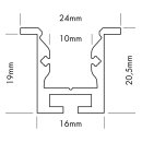 24 x 20,5mm Alu LED-Profil S-Line REC 24 ST silber 2m