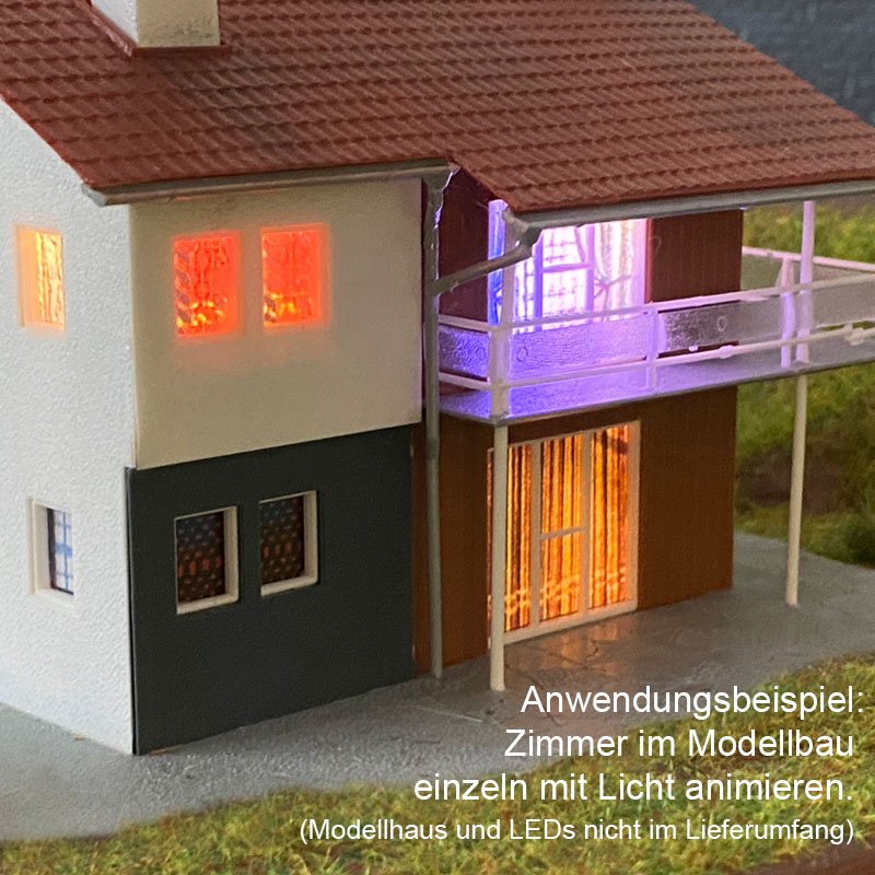 Mini LED Hausbeleuchtung mit Kabel kaltweiß 8-16V Häuser Gebäude 10 Stück S025