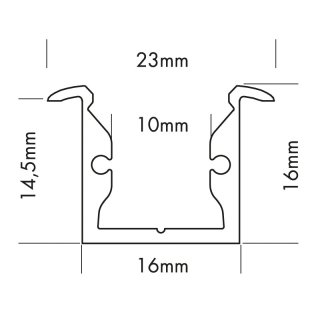 Muster 20 x 16mm Alu LED-Profil REC S-Line silber