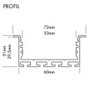 72 x 31mm LED-Profil L-Line REC 24 ST 2m silber