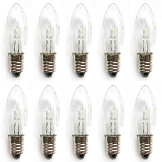 10 LED Toplampen klar - geriffelt E10