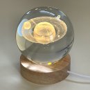 LED-Base Holz mit Glaskugel Planetenring