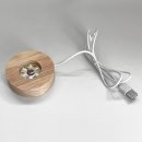 LED-Base Holz mit Glaskugel Pusteblume
