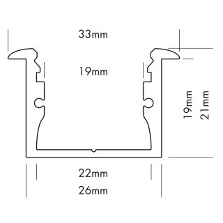 Muster 33 x 21mm Alu LED-Profil M-Line REC silber