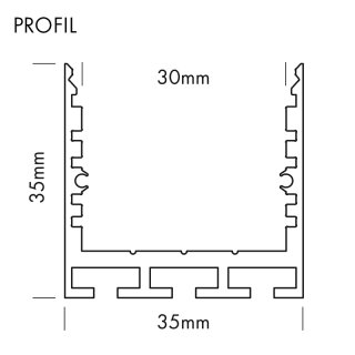 Muster 35 x 35mm Alu LED-Profil Q-Line 24 schwarz