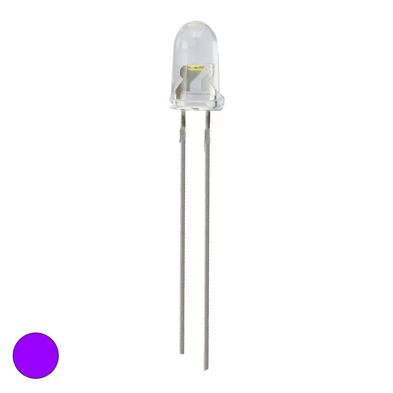 100 LEDs 5mm ultraviolett wasserklar Lila UV-Schwarzlicht LED Leuchtdioden 