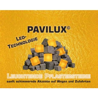 LED-Leuchtpflasterstein 6er-Set Pavilux, 8x8cm, gold-gelb