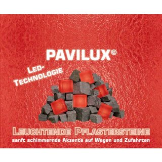 LED-Leuchtpflasterstein 6er-Set "Pavilux", 8x8cm, kirsch-rot