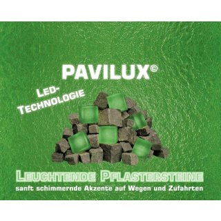 LED-Leuchtpflasterstein 6er-Set "Pavilux", 8x8cm, smaragd-grün